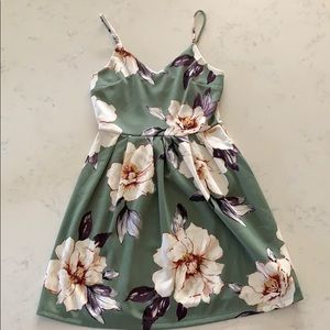 Monteau Olive Green Floral Dress